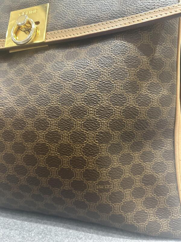 CELINE マカダム柄ハンドバッグ