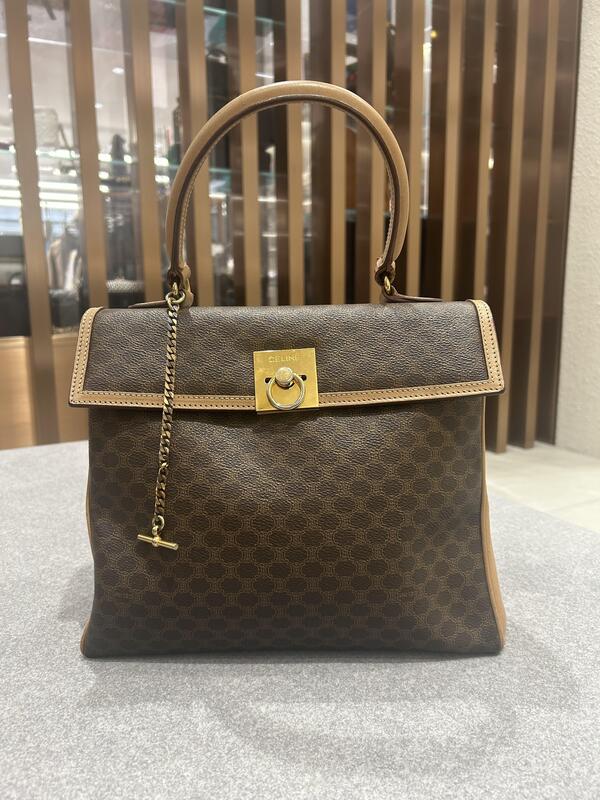 CELINE マカダム柄ハンドバッグ