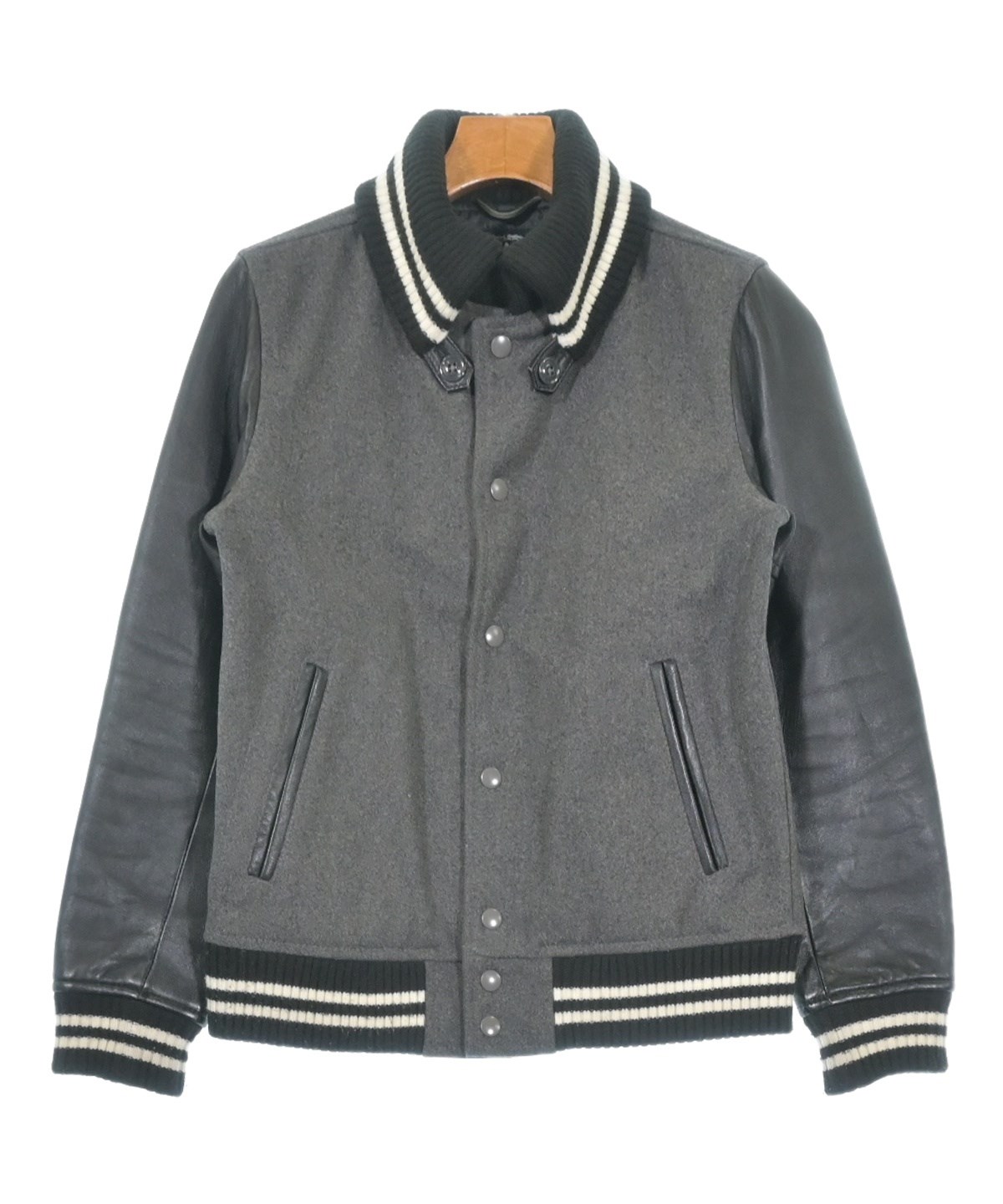 【美品】 BEAMS(ビームス) スタジャン Mサイズ ブラック/グレー 0101625D0062_x1_a001.jpg