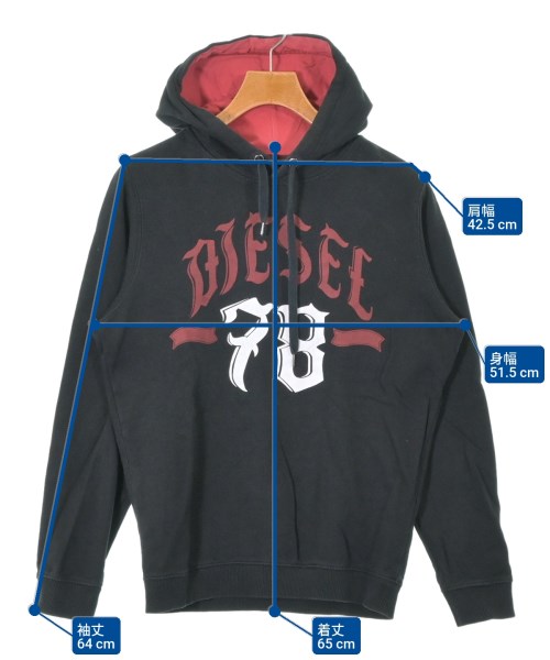 DIESEL（ディーゼル）パーカー 黒 サイズ:S メンズ/2200642998071