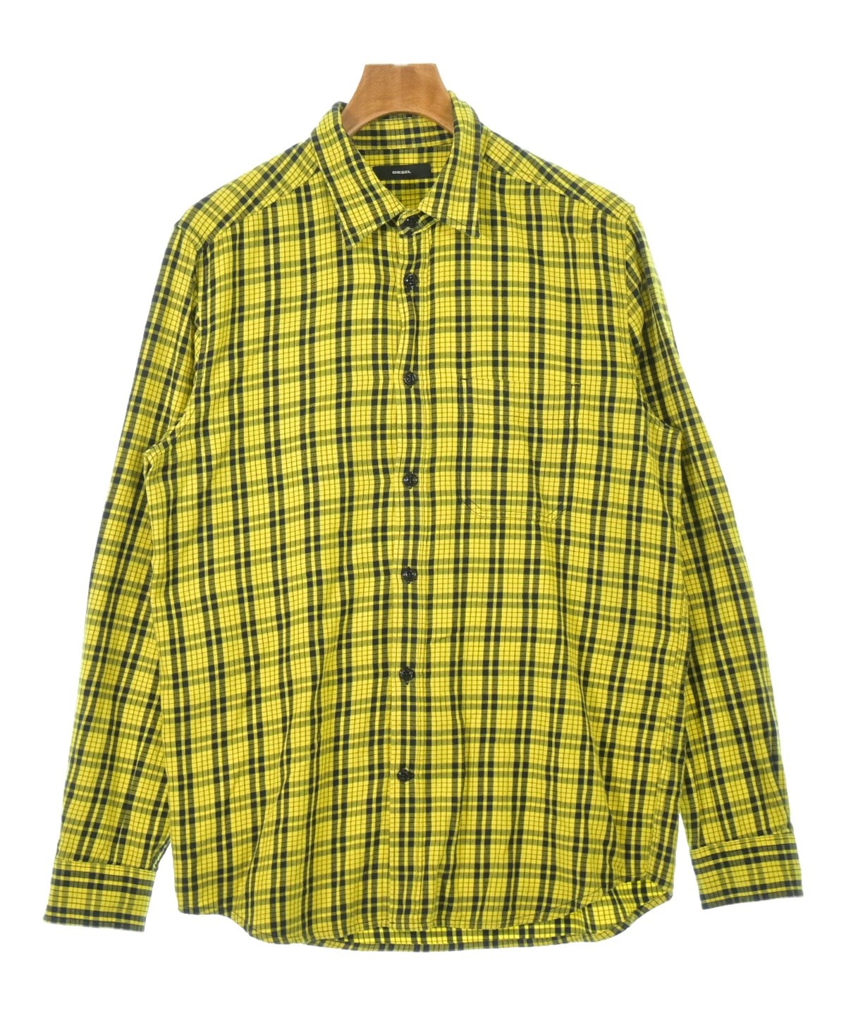 【美品】ディーゼル　半袖　シャツ　蛍光色　黄色　メンズ　XL 大きめ　前ボタン 美品】ディーゼル 半袖 シャツ 蛍光色 黄色 メンズ XL 大きめ 前