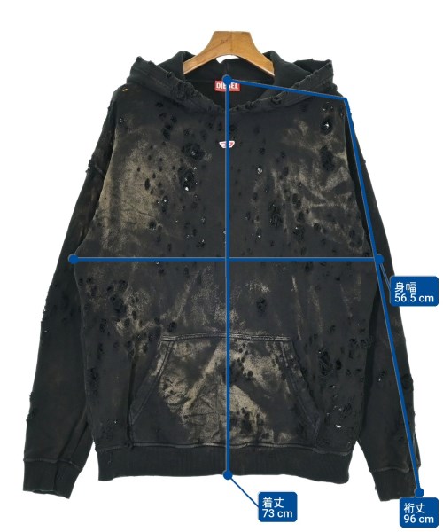 DIESEL（ディーゼル）パーカー 黒 サイズ:S メンズ/2200626993054