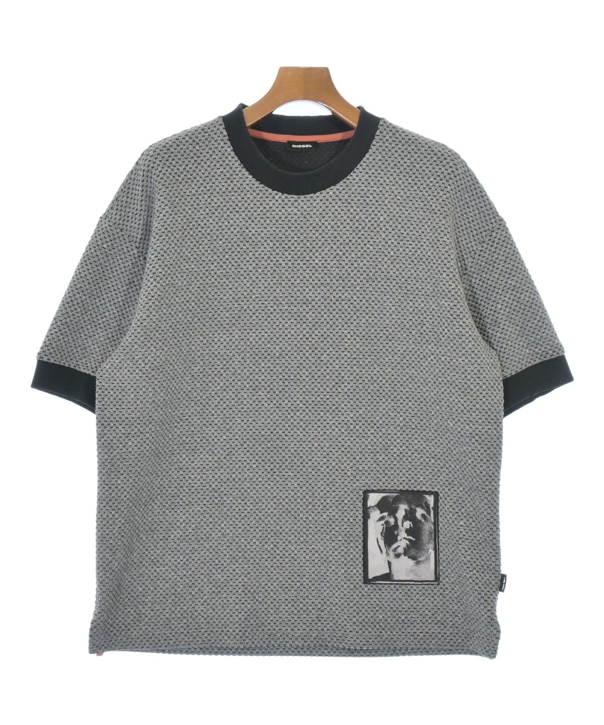DIESEL ストライプニットセーター ブラック/グレー DIESEL（ディーゼル）ニット・セーター グレー サイズ:-(XL位) メンズ