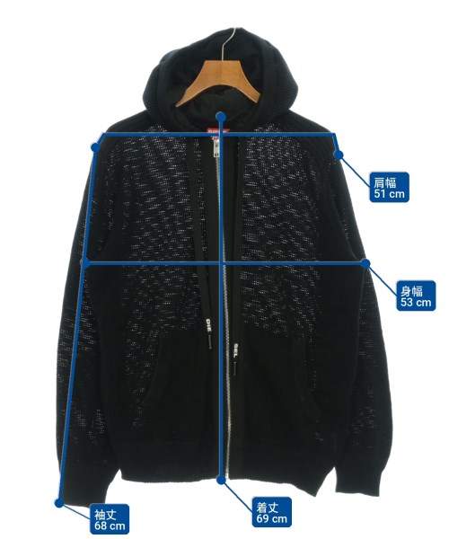 DIESEL（ディーゼル）パーカー 黒 サイズ:XL メンズ/2200709296034