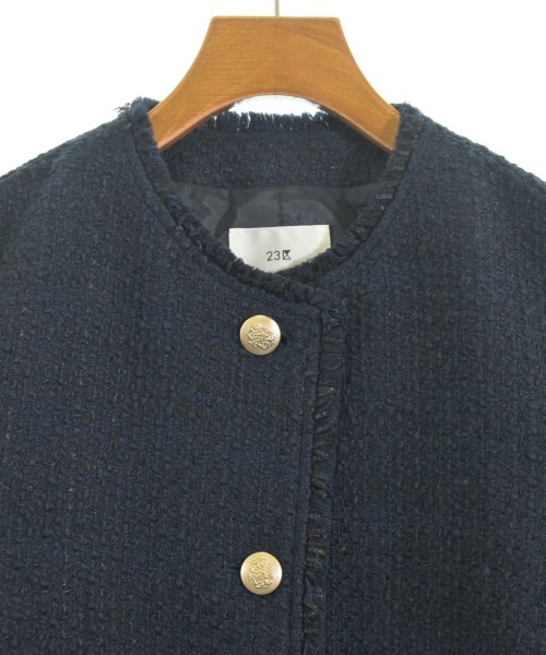 23区（ニジューサンク）ノーカラージャケット 紺 サイズ:38(M位) レディース/2200614985016