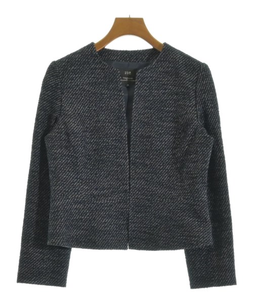 23区(ニジューサンク)ノーカラージャケット 紺 サイズ:36(S位)/2200647688038