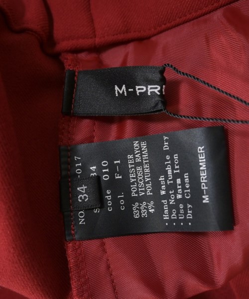 M-PREMIER（エム　プルミエ）スラックス 赤 サイズ:34(XS位) レディース/2200636942042