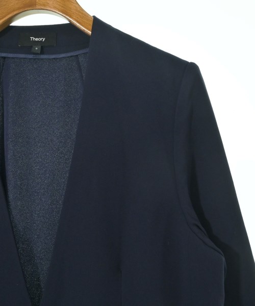 Theory（セオリー）ノーカラージャケット 紺 サイズ:0(S位) レディース/2200626533038