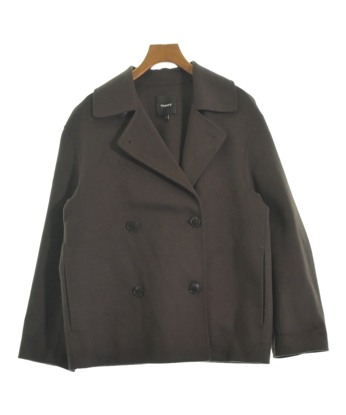 セオリーtheoryブラウン色ショート丈ピーコートサイズ2 中古・古着通販】theory (セオリー) Pコート ブラウン サイズ:M