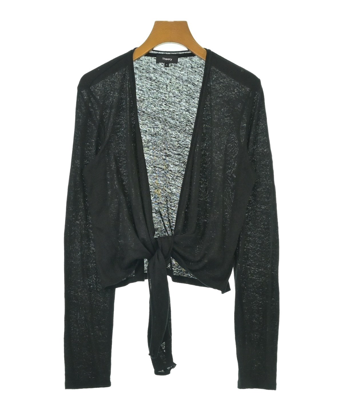 Theory セオリー カーディガン S 黒x白 【古着】【中古】 中古・古着通販】theory (セオリー) Regal Wool Silk Trim Cardi