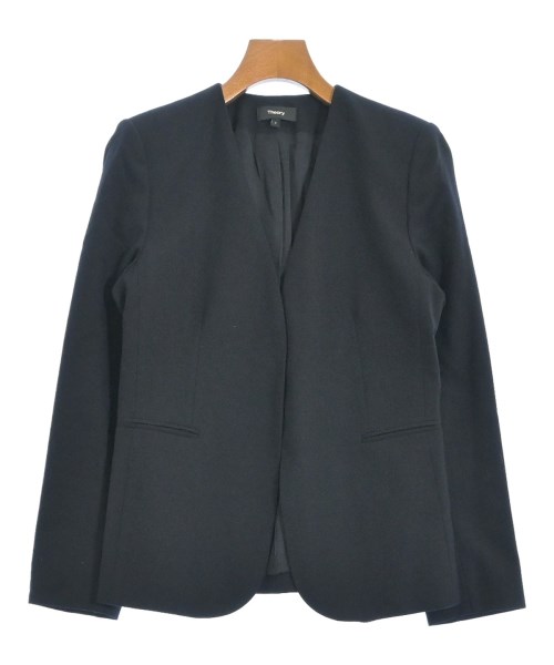 Theory(セオリー)ノーカラージャケット 紺 サイズ:2(M位)/2200651810012