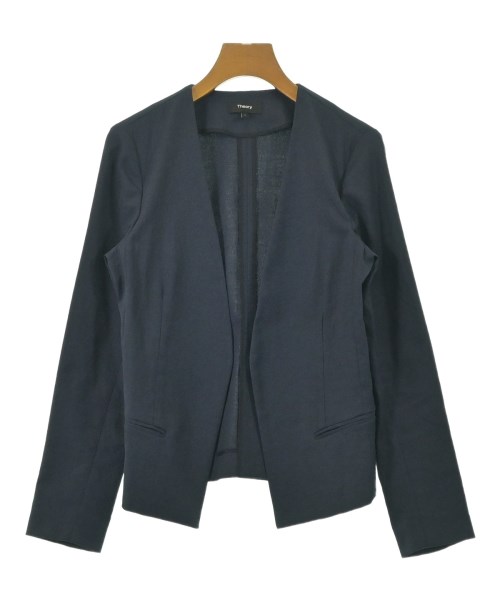 Theory(セオリー)ノーカラージャケット 紺 サイズ:2(M位)/2200662484028