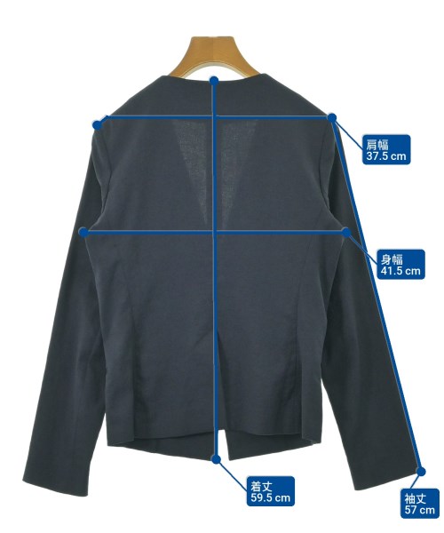 Theory（セオリー）ノーカラージャケット 紺 サイズ:2(M位) レディース/2200662484028