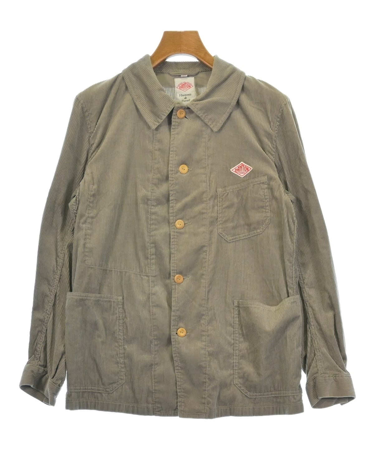 【DANTON】ダントン ノーカラー ジャケット カバーオール ベージュ38 DANTON（ダントン）カバーオール ベージュ サイズ:38(S位) メンズ
