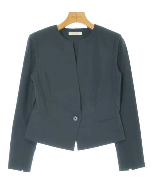 EPOCA(エポカ)ノーカラージャケット 紺 サイズ:38(M位)/2200647693018