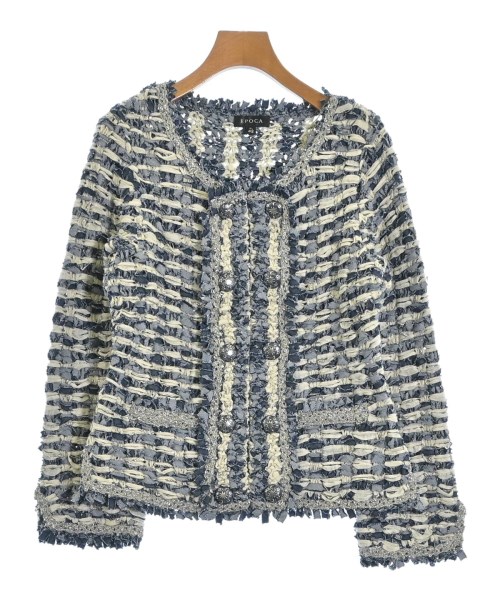 EPOCA(エポカ)ノーカラージャケット 紺 サイズ:42(L位)/2200667379091