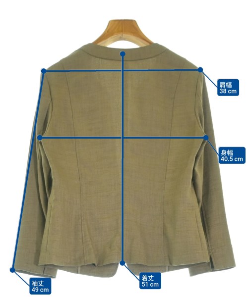 COUP DE CHANCE（クードシャンス）ノーカラージャケット カーキ サイズ:38(M位) レディース/2200618080076