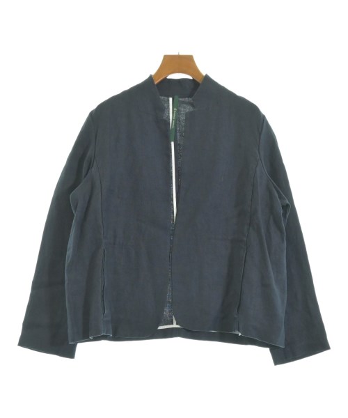 HUMAN WOMAN(ヒューマン　ウーマン)ノーカラージャケット 紺 サイズ:M/2200642492029