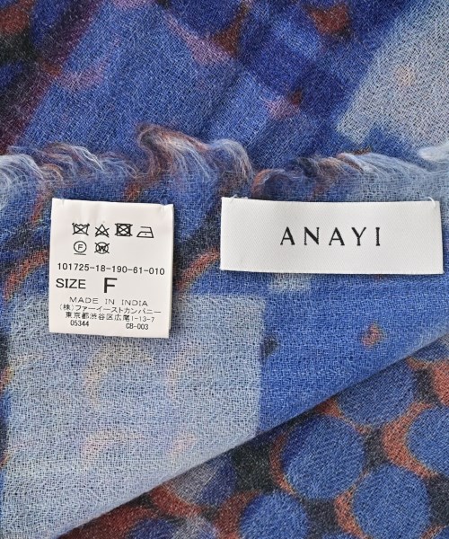 ANAYI（アナイ）ストール 青 サイズ:F レディース/2200677798158