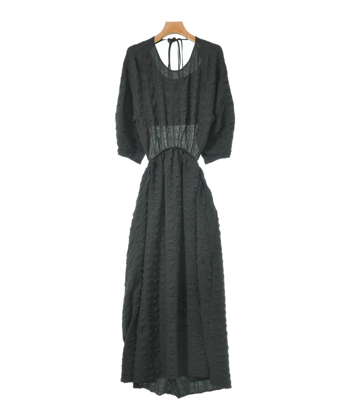 ルシェルブルー シャツワンピース 黒 LE CIEL BLEU ワンピース ナイロンレザーシャツドレス / Nylon