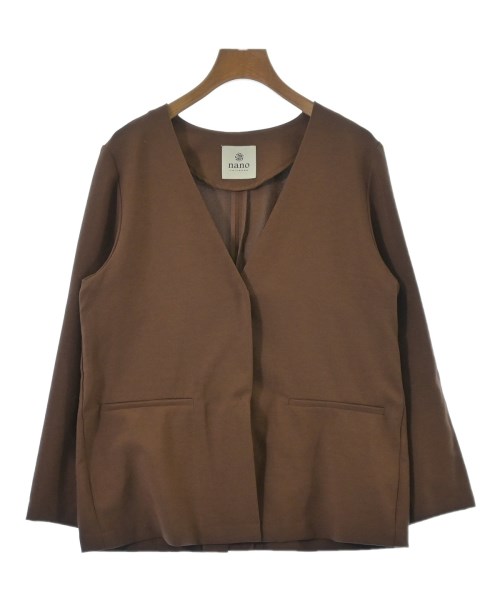 nano UNIVERSE(ナノユニバース)ノーカラージャケット 茶 サイズ:38(M位)/2200613464031