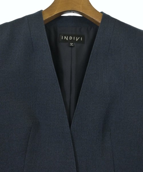 INDIVI（インディヴィ）ノーカラージャケット 紺 サイズ:40(L位) レディース/2200621889086