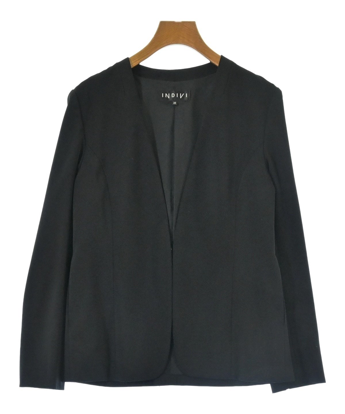 INDIVI（インディヴィ）ノーカラージャケット 黒 サイズ:38(M位