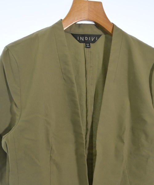 INDIVI（インディヴィ）ノーカラージャケット カーキ サイズ:38(M位) レディース/2200610435256