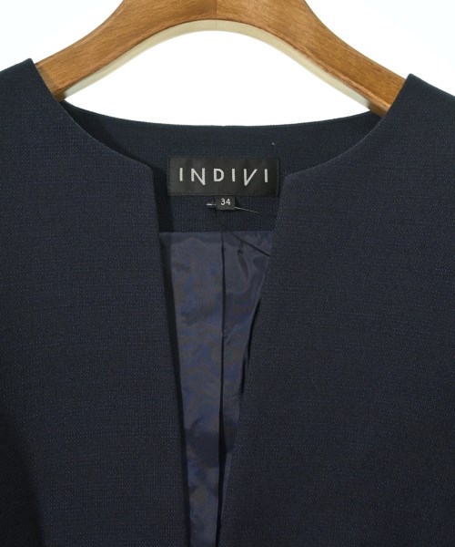 INDIVI（インディヴィ）ノーカラージャケット 紺 サイズ:34(XS位) レディース/2200670861125