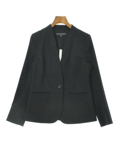 INDIVI(インディヴィ)ノーカラージャケット 黒 サイズ:38(M位)/2200676450057