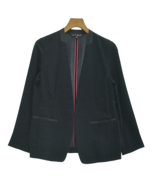 INDIVI(インディヴィ)ノーカラージャケット 紺 サイズ:40(L位)/2200633291044