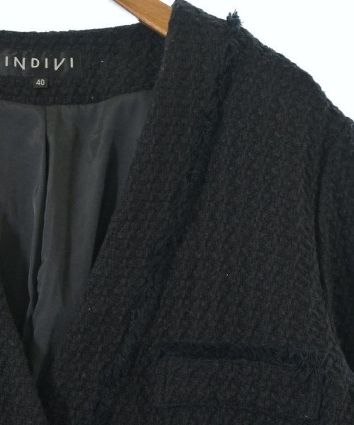 INDIVI（インディヴィ）ノーカラージャケット 黒 サイズ:40(L位) レディース/2200610107016