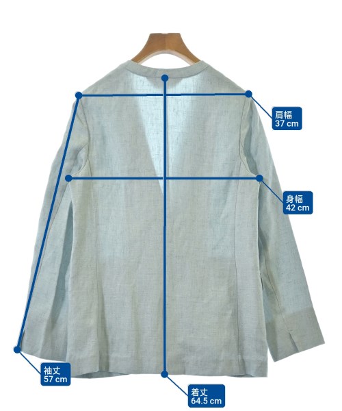 INDIVI（インディヴィ）ノーカラージャケット 青 サイズ:36(S位) レディース/2200662982074