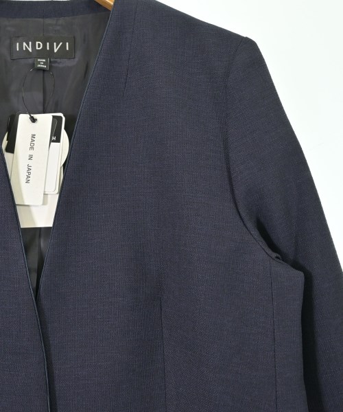 INDIVI（インディヴィ）ノーカラージャケット 紺 サイズ:40(L位) レディース/2200682492188
