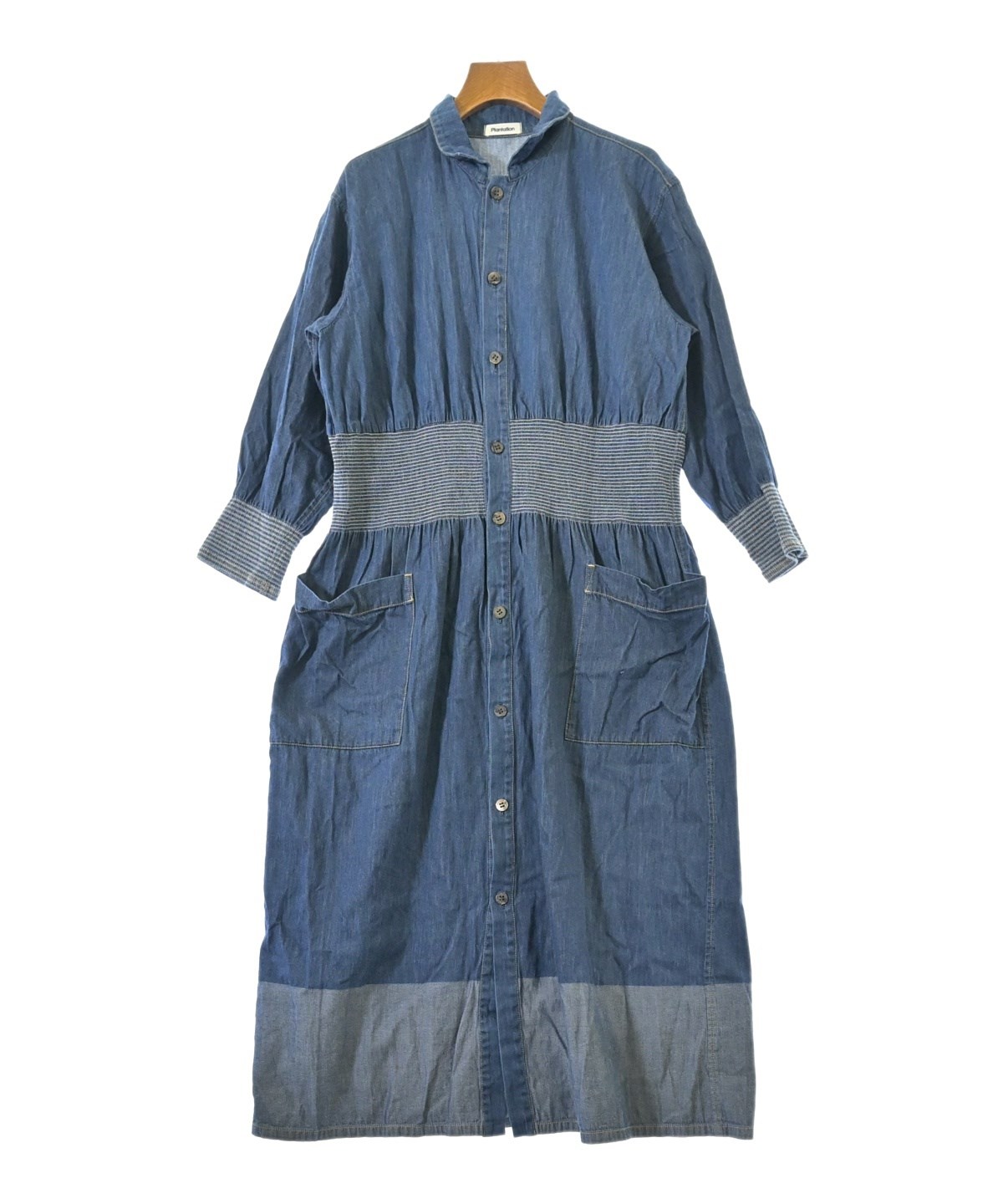 plantation プランテーション　ワンピース plantation（プランテーション）シャツワンピース 紺 サイズ:M