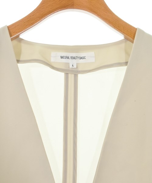 NATURAL BEAUTY BASIC（ナチュラルビューティーベーシック）ノーカラージャケット ベージュ サイズ:L レディース/2200619445225
