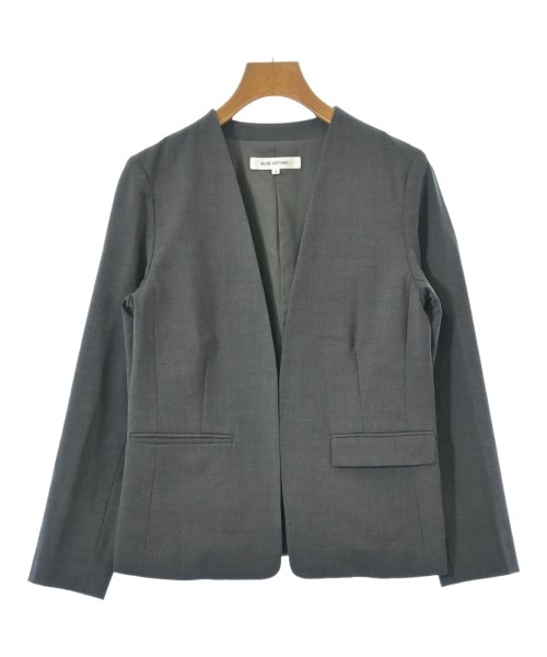 NATURAL BEAUTY BASIC(ナチュラルビューティーベーシック)ノーカラージャケット グレー サイズ:S/2200691017044