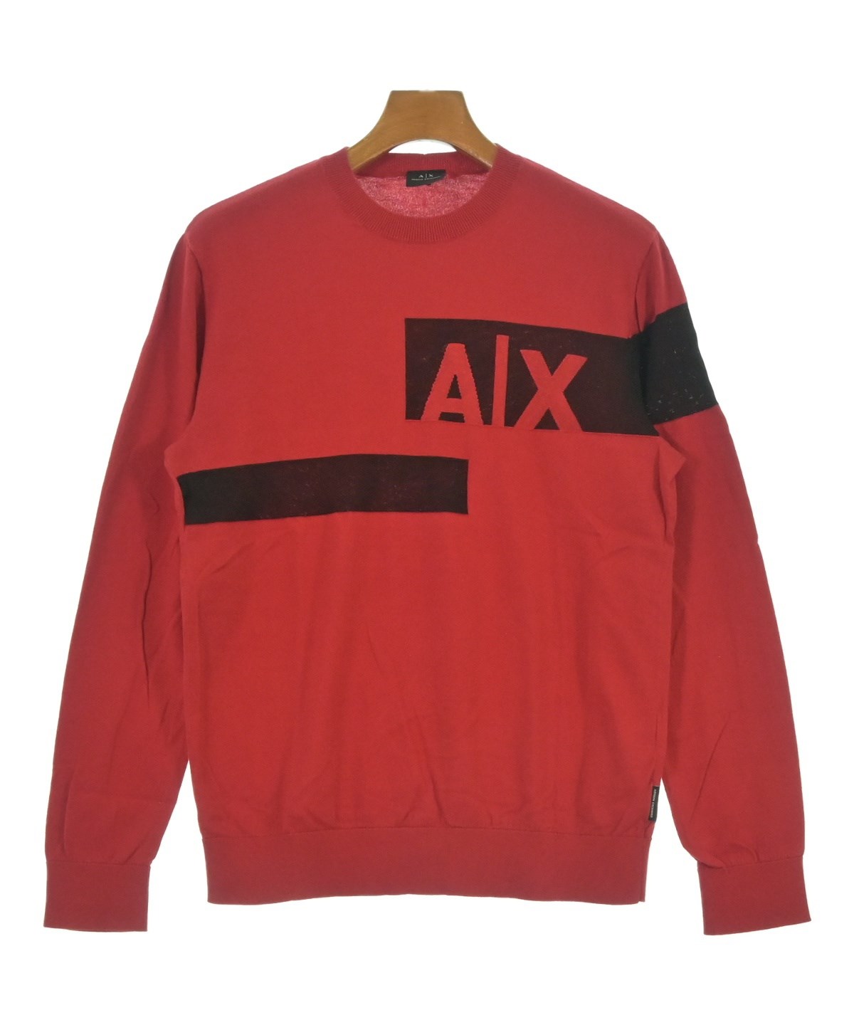 アルマーニエクスチェンジ 美品 S 赤 レッド ドライバーズニット 長袖 ARMANI EXCHANGE トレーナー スウェット 「A|X アルマーニ