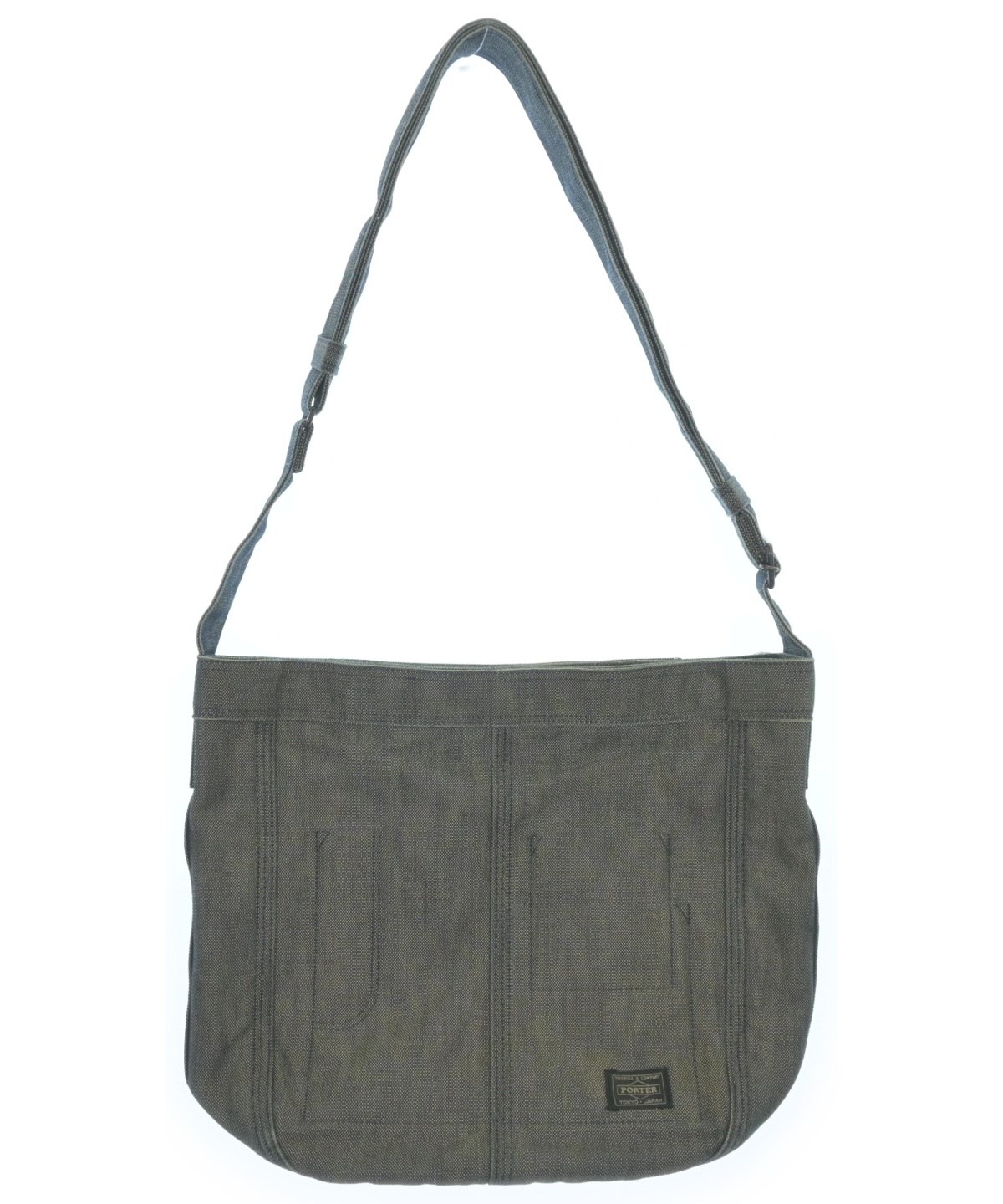 【中古】☆PORTER シルバーグレードラムバッグ ショルダーストラップ付き☆ PORTER（ポーター）ショルダーバッグ グレー サイズ:- メンズ