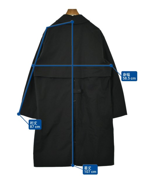 YAECA（ヤエカ）ステンカラーコート 黒 サイズ:M メンズ/2200666743015