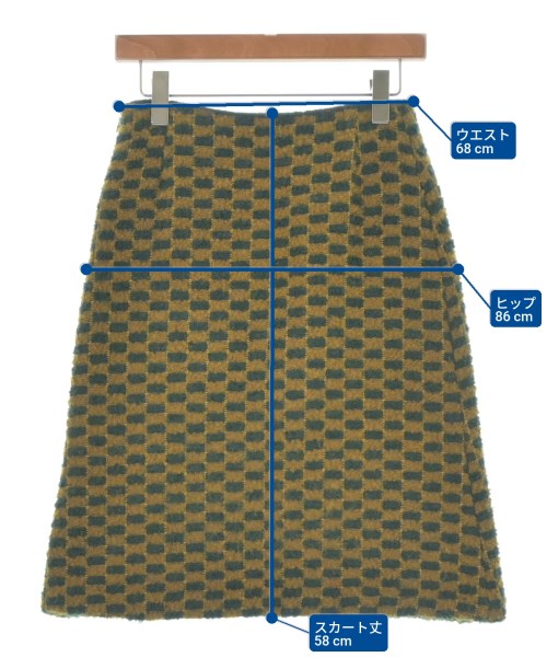 mina perhonen（ミナペルホネン）ひざ丈スカート カーキ サイズ:36(S位) レディース/2200619753047