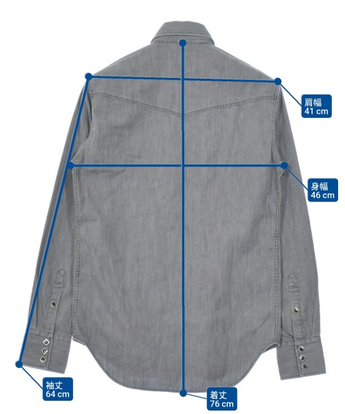 JOHN LAWRENCE SULLIVAN（ジョンローレンスサリバン）カジュアルシャツ グレー サイズ:36(S位) メンズ/2200670849024