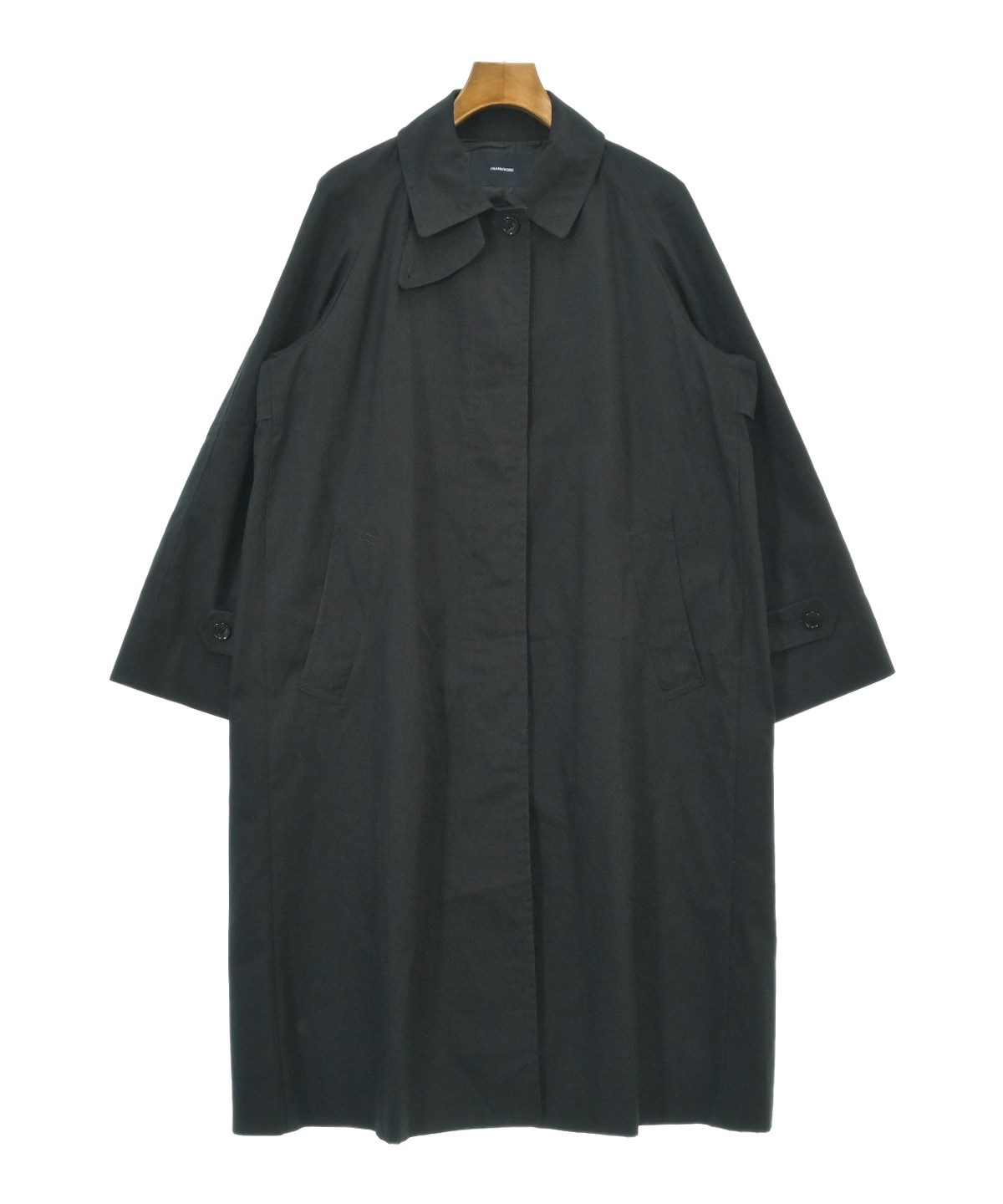 週末限定値下げ新品frame work ブラックコート 今期 FRAMeWORK（フレームワーク）ステンカラーコート 紺 サイズ:36(S位