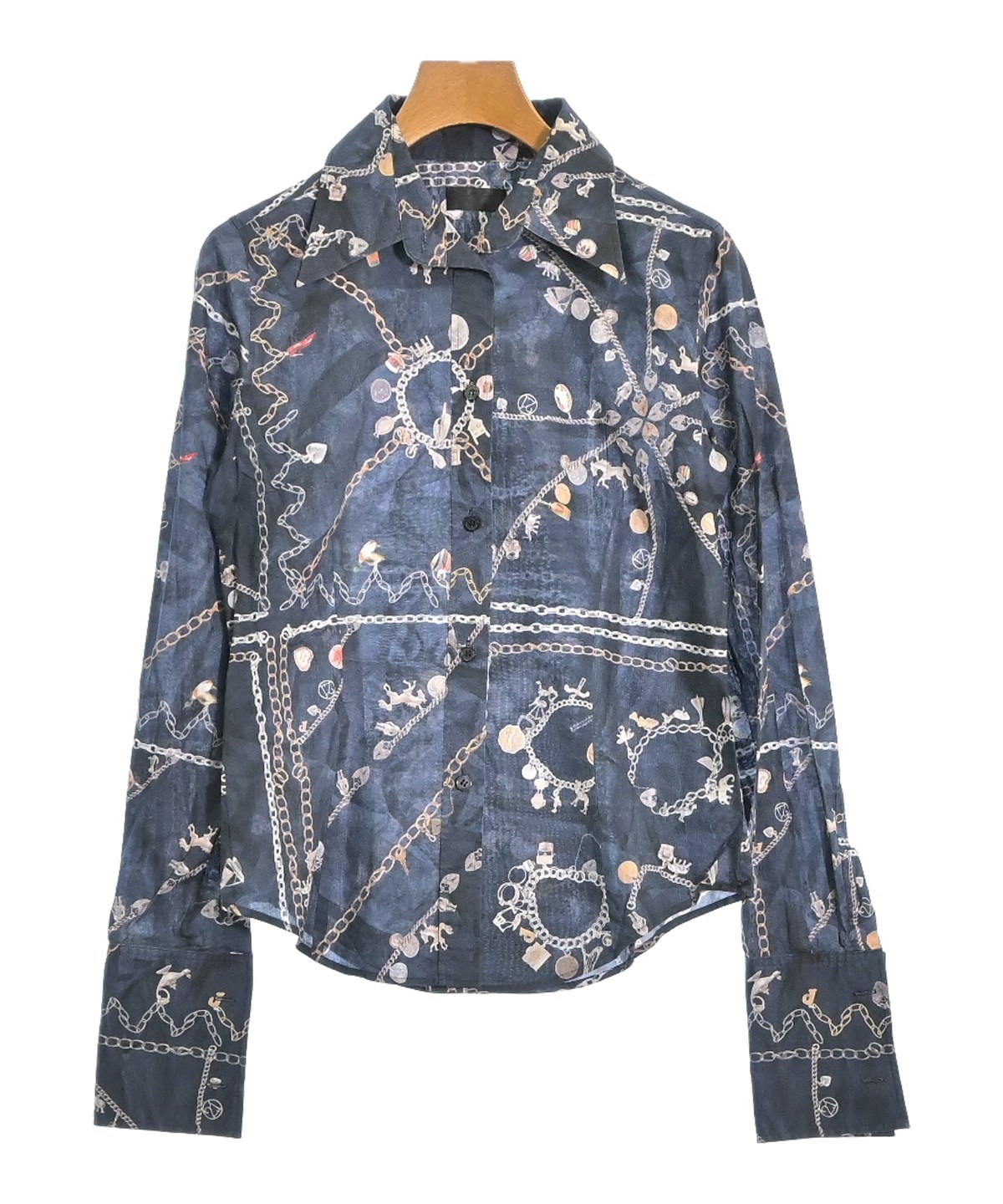 ✨極美品✨(L) ポールスミス 花柄 セットアップ 濃紺 やや薄手 コットン Paul Smith BLACK（ポールスミスブラック）カジュアルシャツ 紺 サイズ