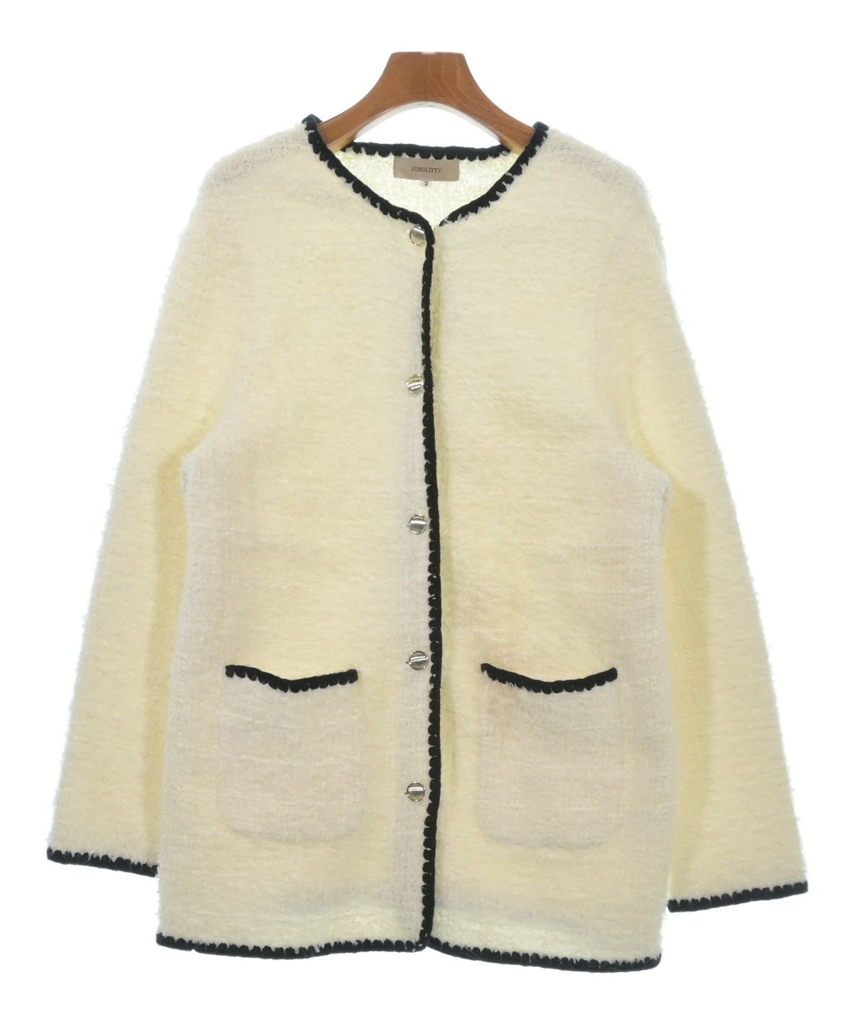 JUSGLITTY ノーカラージャケット サイズ1 JUSGLITTY（ジャスグリッティ）ノーカラージャケット 白 サイズ:2(M位