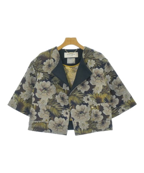 ADORE(アドーア)ノーカラージャケット 紺 サイズ:38(M位)/2200632288113