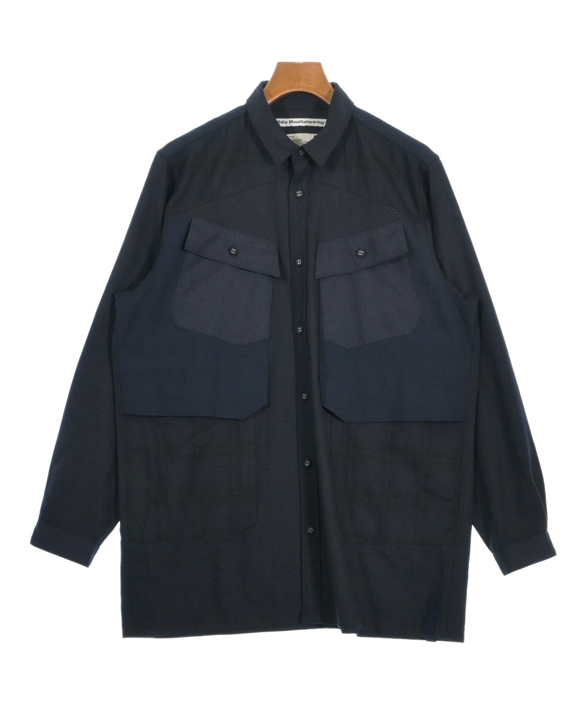 White Mountaineering カジュアルシャツ L 紺 【古着】【中古】【送料無料】 White Mountaineering（ホワイトマウンテニアリング）カジュアルシャツ