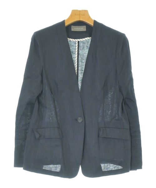 Simplicite(シンプリシテ)ノーカラージャケット 紺 サイズ:S/2200659969095