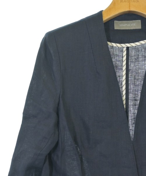 Simplicite（シンプリシテ）ノーカラージャケット 紺 サイズ:S レディース/2200659969095