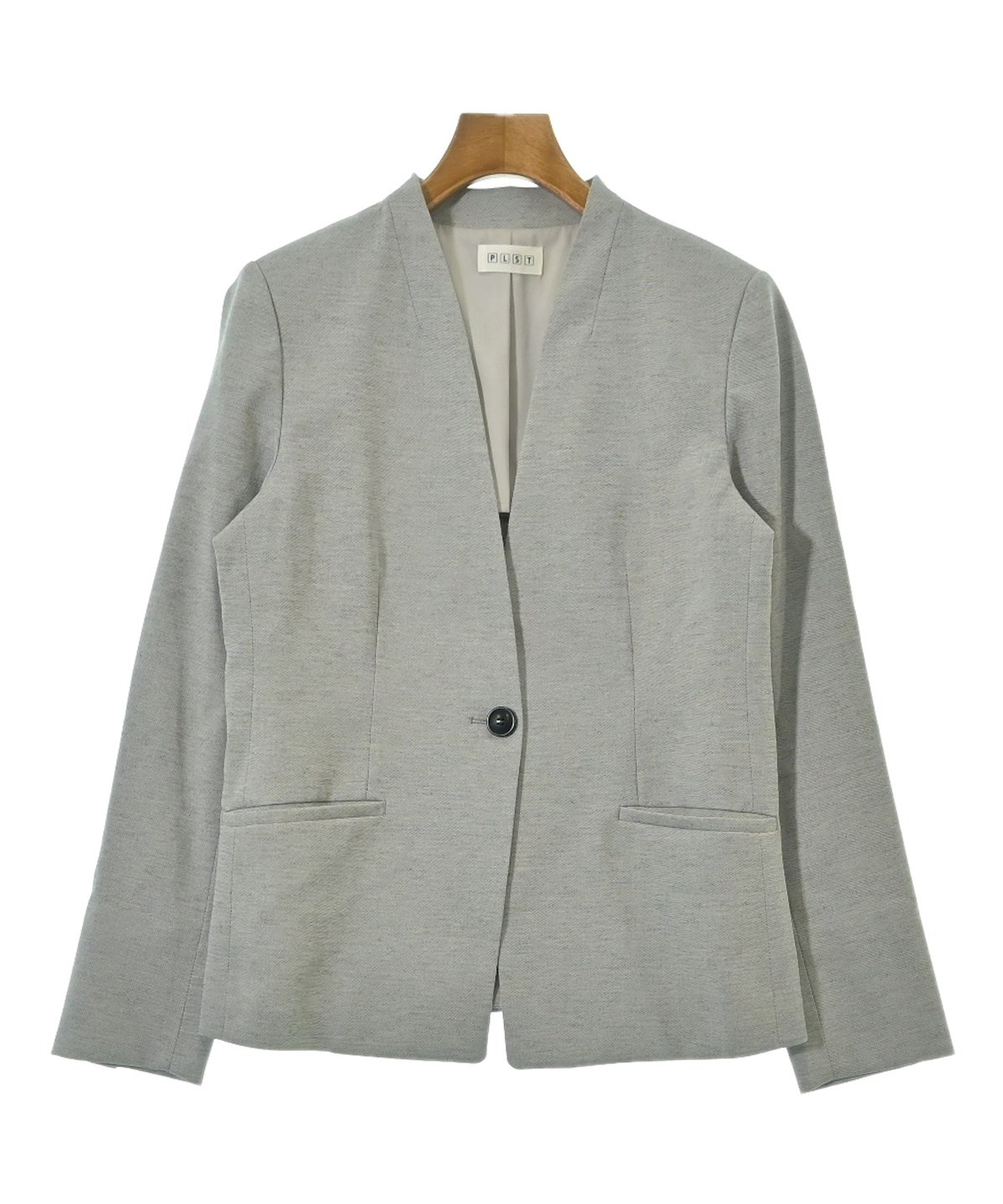 【未使用級】PLST プラステ ノーカラージャケット 本切羽 L グレー 1B 美品❣️PLST プラステ ノーカラージャケット ジャケット ライトグレー